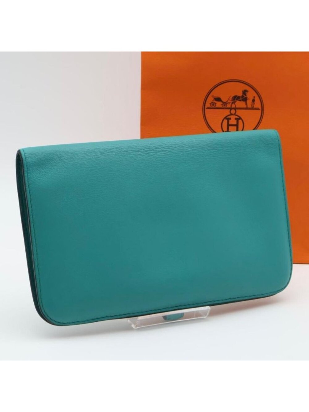 ★SOLD★ Hermes Dogon GM Wallet Swift Blue Paon - Picture 10 of 10